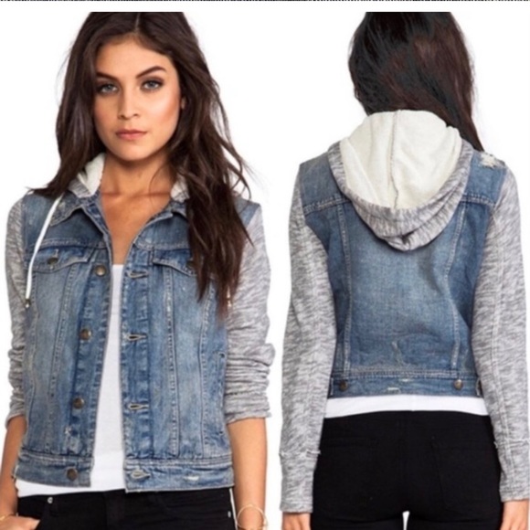 Free People Jacket Gray Knit Sleeves - Picture 1 of 3